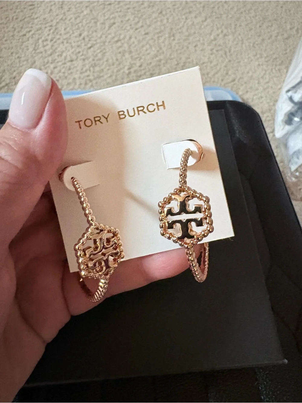 Tory Burch Gold-Tone Logo Chain Drop Earrings